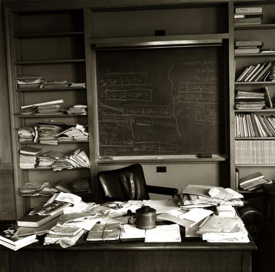 Albert Einstein's office Ñ just as the Nobel Prize-winning physicist left it Ñ taken mere hours after Einstein died, Princeton, New Jersey, April 1955.